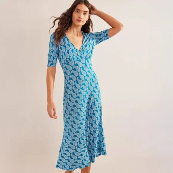 Boden Dresses & Skirts - BODEN Rebecca Jersey Midi Tea Dress, Crystal Teal, Sweet Paisley, Size 8